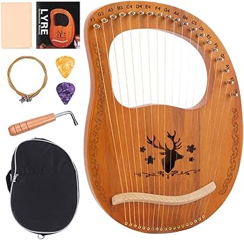 Amazon | ハープ 19弦 ライアー ハープ 木製 竪琴 マホガニーウッド